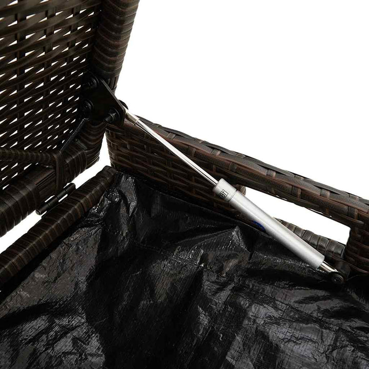 udendørs opbevaringsbænk med hynde 100 cm polyrattan brun