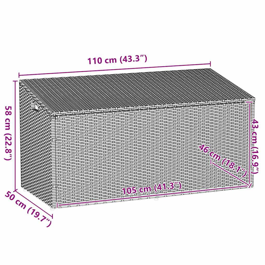 opbevaringskasse til haven sort 110x50x58 cm polyrattan