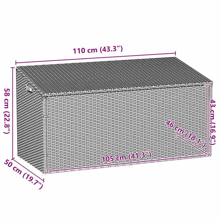 opbevaringskasse til haven sort 110x50x58 cm polyrattan