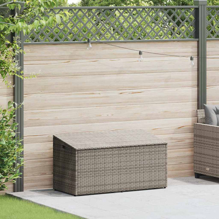 opbevaringskasse til haven grå 110x50x58 cm polyrattan