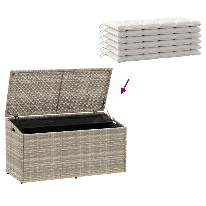 opbevaringskasse til haven 110x50x58 cm polyrattan lysegrå