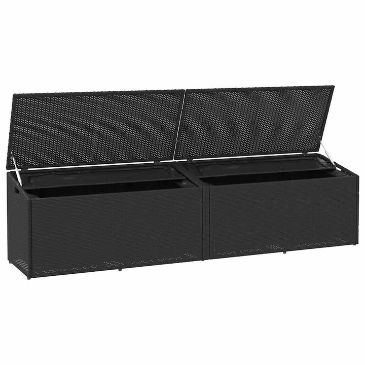 opbevaringsboks til haven 220x50x58 cm polyrattan sort