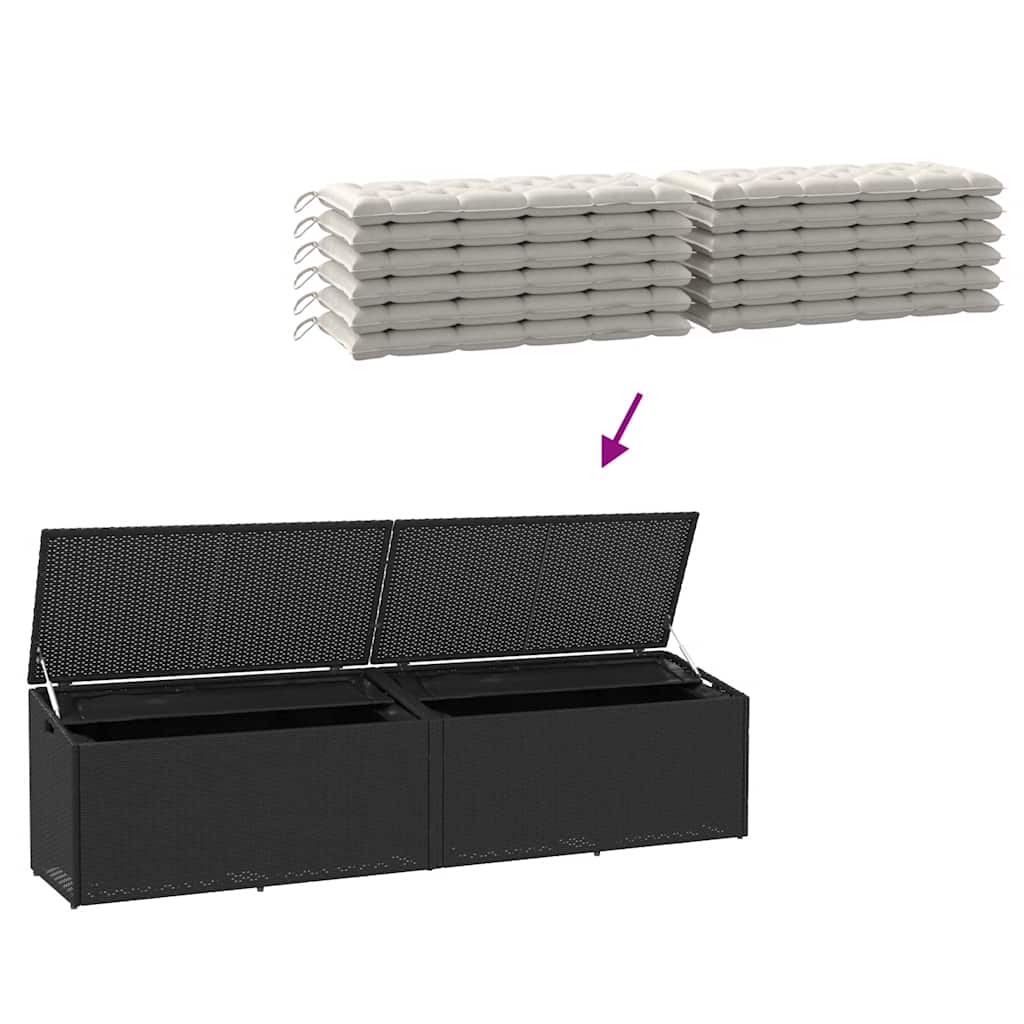 opbevaringsboks til haven 220x50x58 cm polyrattan sort