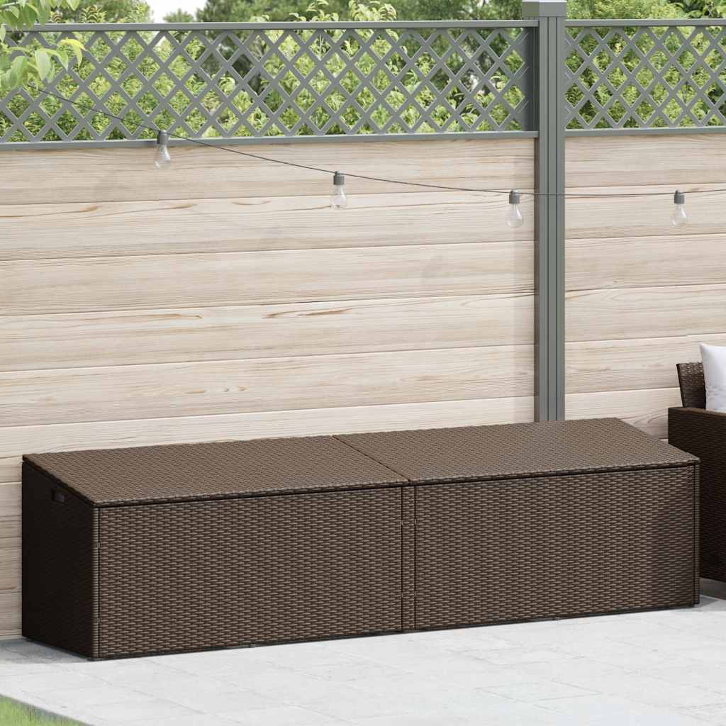 opbevaringsboks til haven 220x50x58 cm polyrattan brun