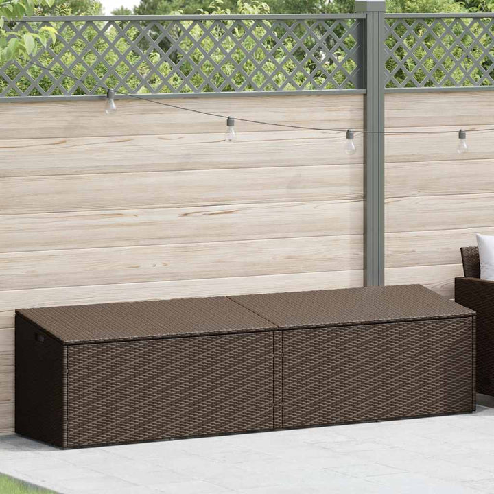 opbevaringsboks til haven 220x50x58 cm polyrattan brun