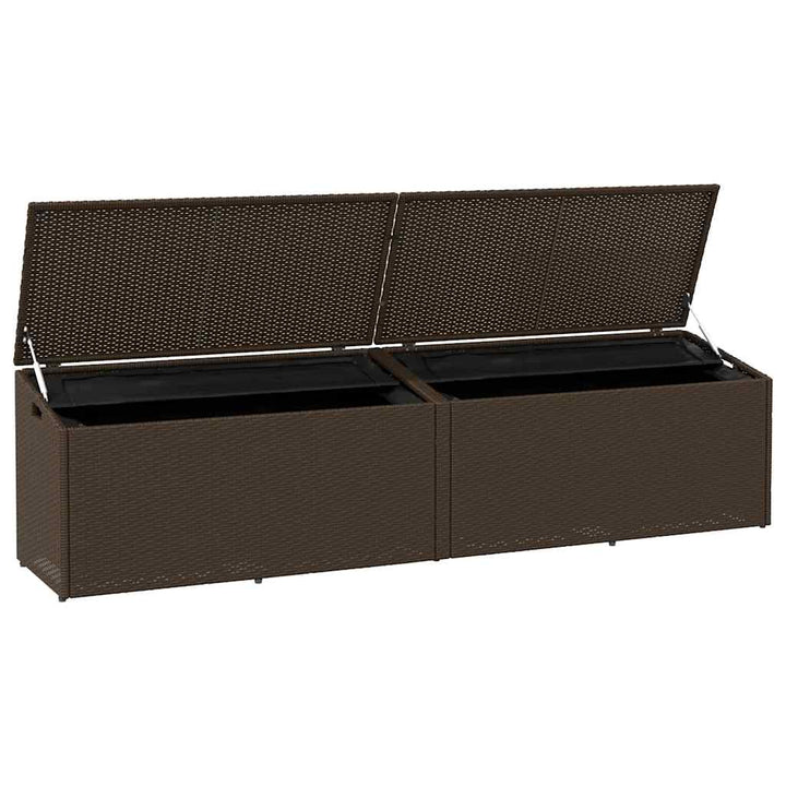 opbevaringsboks til haven 220x50x58 cm polyrattan brun
