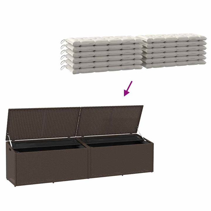 opbevaringsboks til haven 220x50x58 cm polyrattan brun