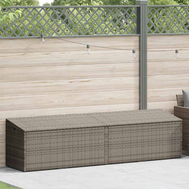 opbevaringskasse til haven 220x50x58 cm polyrattan grå