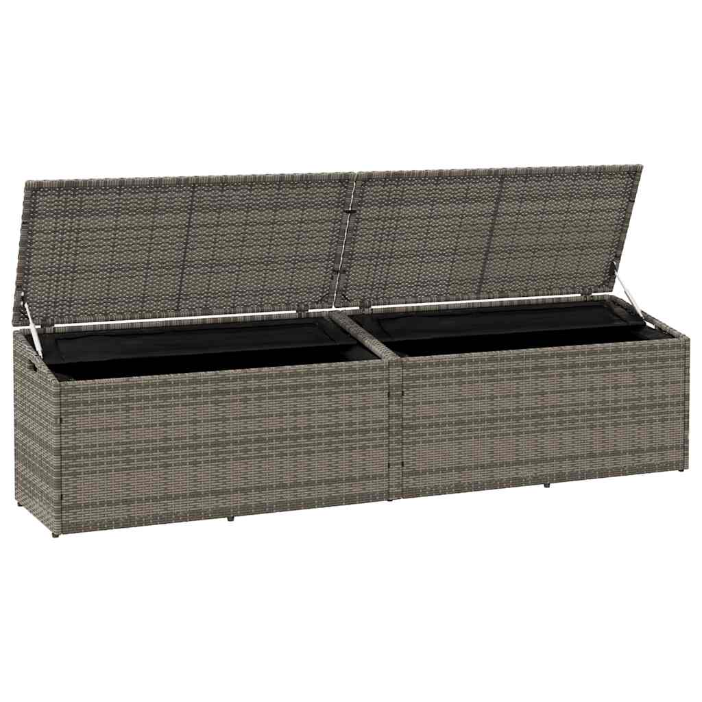 opbevaringskasse til haven 220x50x58 cm polyrattan grå
