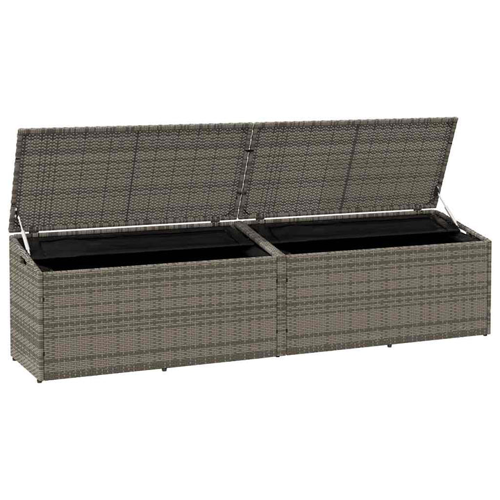 opbevaringskasse til haven 220x50x58 cm polyrattan grå