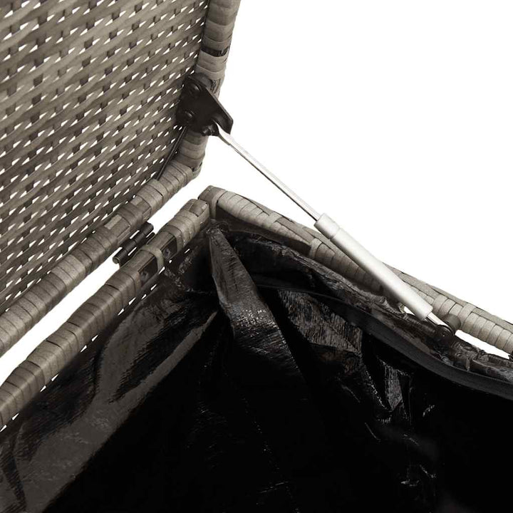 opbevaringskasse til haven 220x50x58 cm polyrattan grå