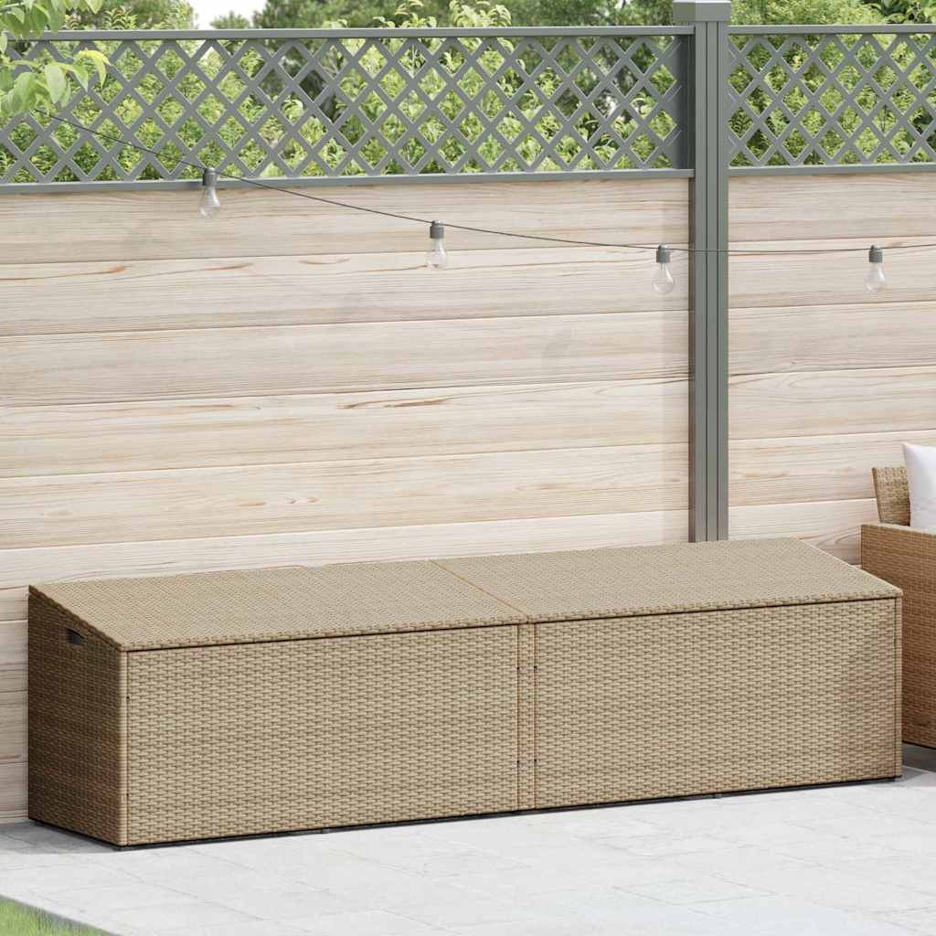 opbevaringsboks til haven 220x50x58 cm polyrattan beige