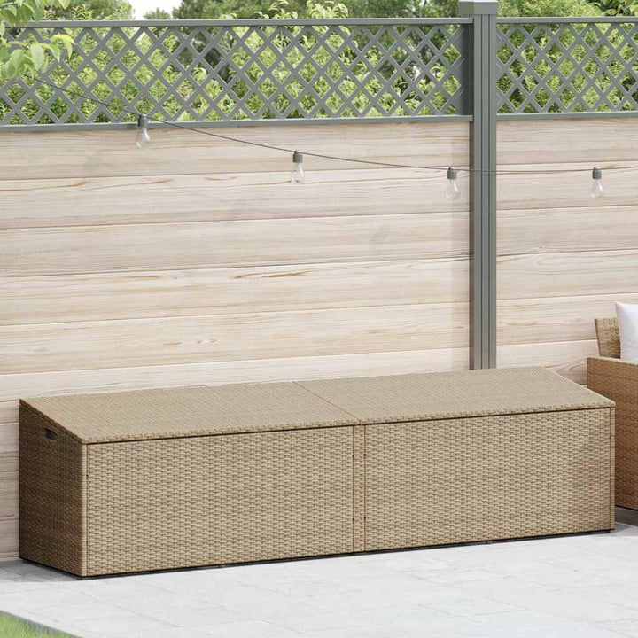 opbevaringsboks til haven 220x50x58 cm polyrattan beige