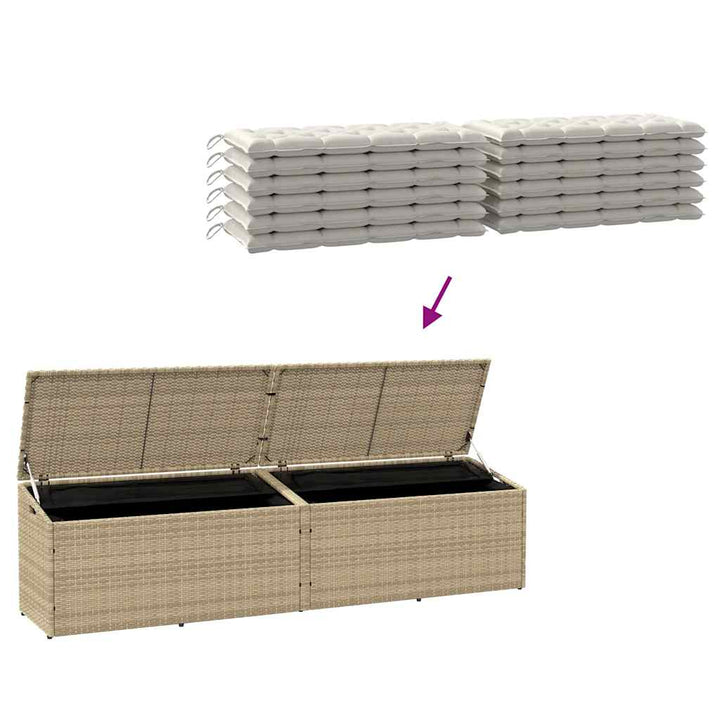 opbevaringsboks til haven 220x50x58 cm polyrattan beige