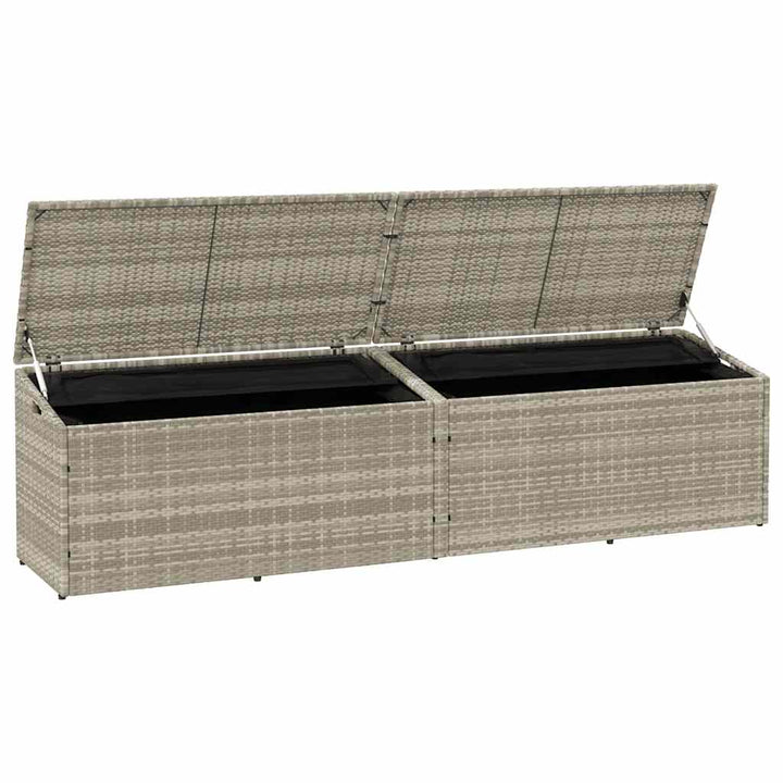 opbevaringskasse til haven 220x50x58 cm polyrattan lysegrå