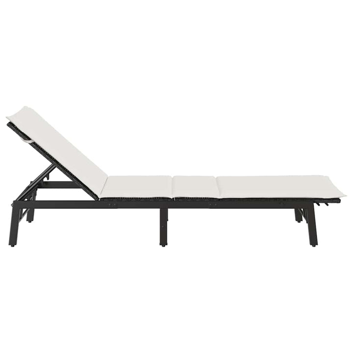 liggestol med hynde polyrattan sort