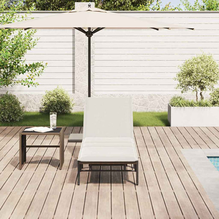 liggestol med hynde polyrattan brun