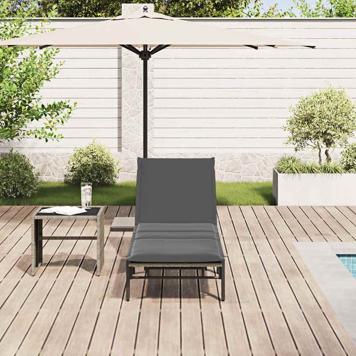 liggestol med hynde polyrattan grå