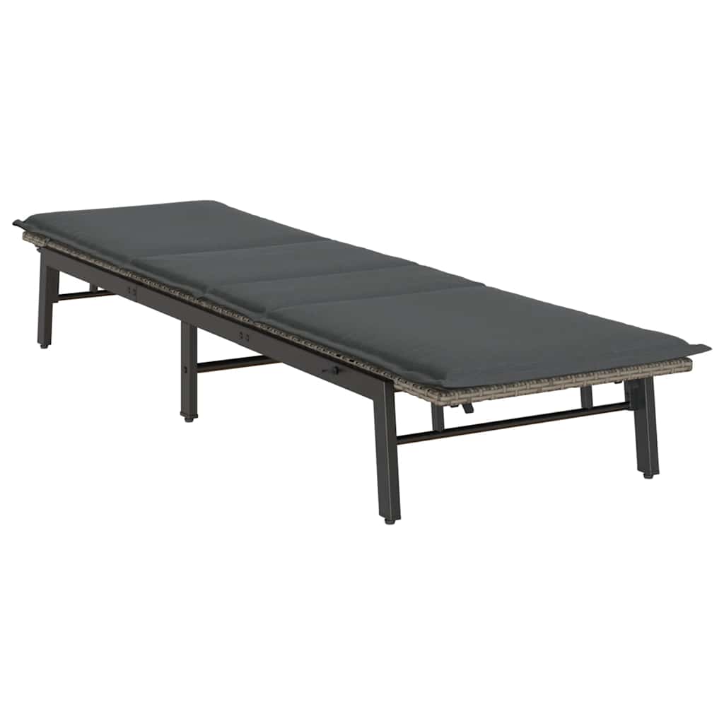 liggestol med hynde polyrattan grå