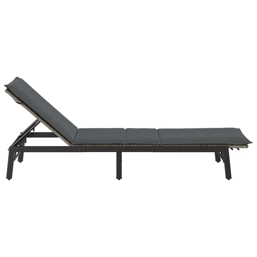 liggestol med hynde polyrattan grå