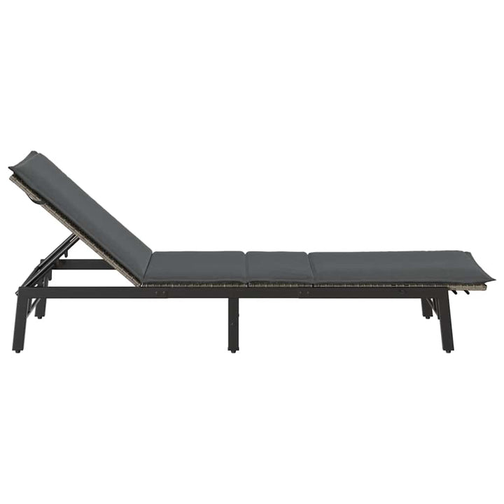 liggestol med hynde polyrattan grå