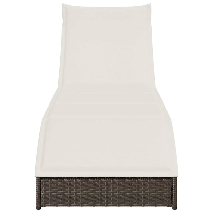 sammenklappelig solseng med hynde og opbevaring polyrattan brun