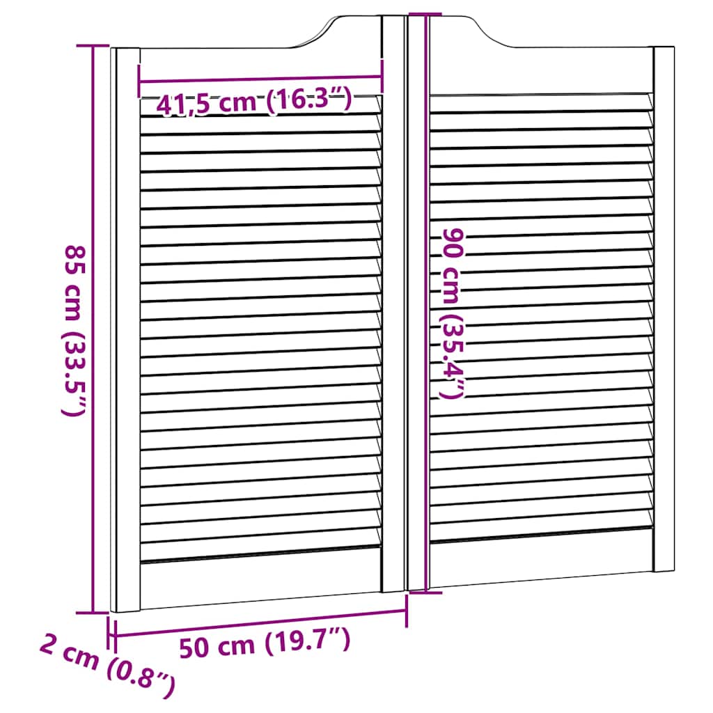 svingdøre 2-par 90x100 cm lameldesign hvid
