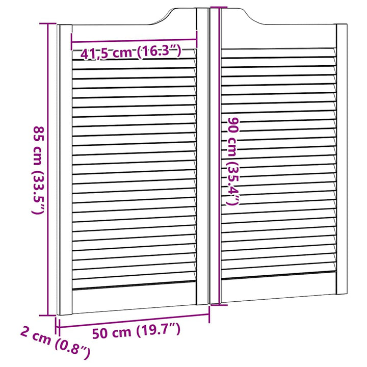 svingdøre 2-par 90x100 cm lameldesign hvid