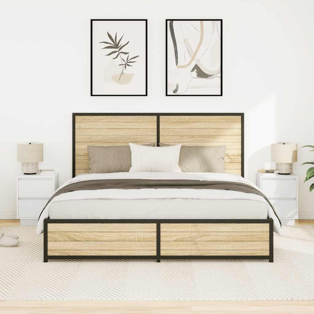 sengeskabe 2 stk. med LED-lys 38x34x50 cm hvid