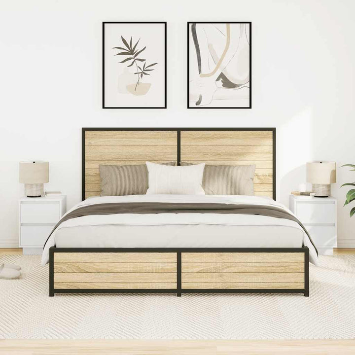 sengeskabe 2 stk. med LED-lys 38x34x50 cm hvid