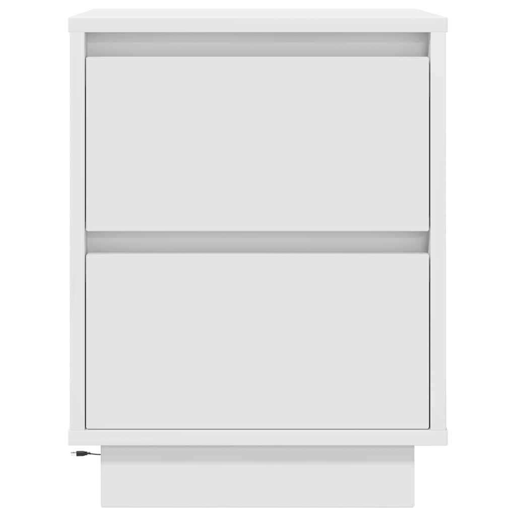 sengeskabe 2 stk. med LED-lys 38x34x50 cm hvid