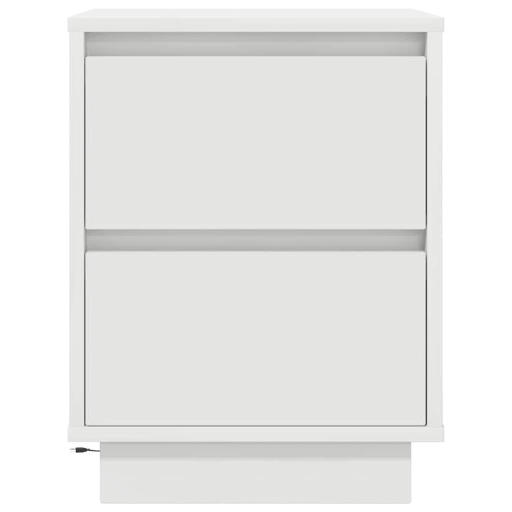 sengeskabe 2 stk. med LED-lys 38x34x50 cm hvid