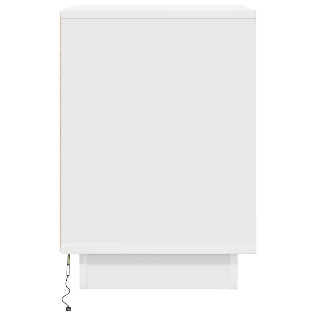sengeskabe 2 stk. med LED-lys 38x34x50 cm hvid
