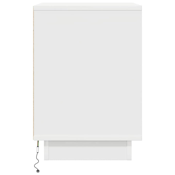 sengeskabe 2 stk. med LED-lys 38x34x50 cm hvid