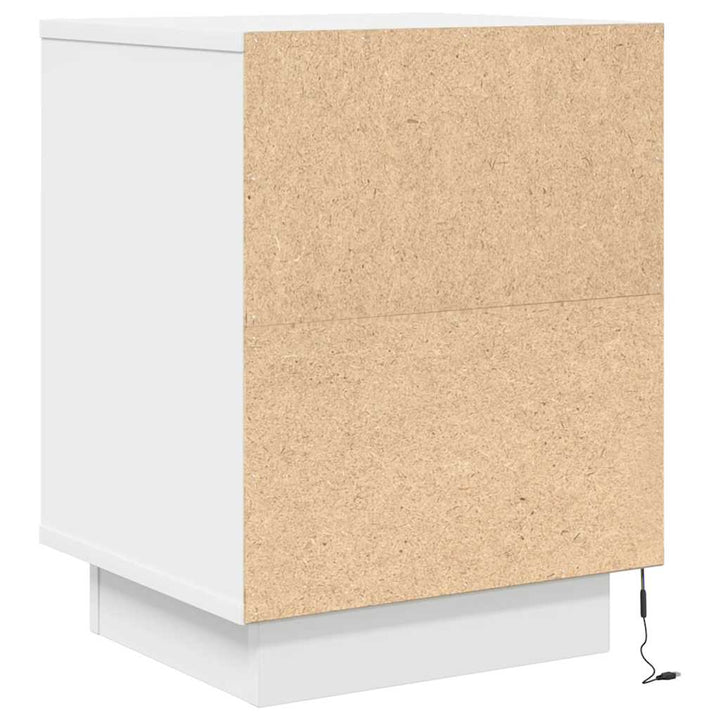 sengeskabe 2 stk. med LED-lys 38x34x50 cm hvid