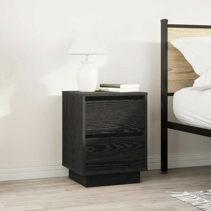 sengeskabe 2 stk. med LED-lys 38x34x50 cm sort