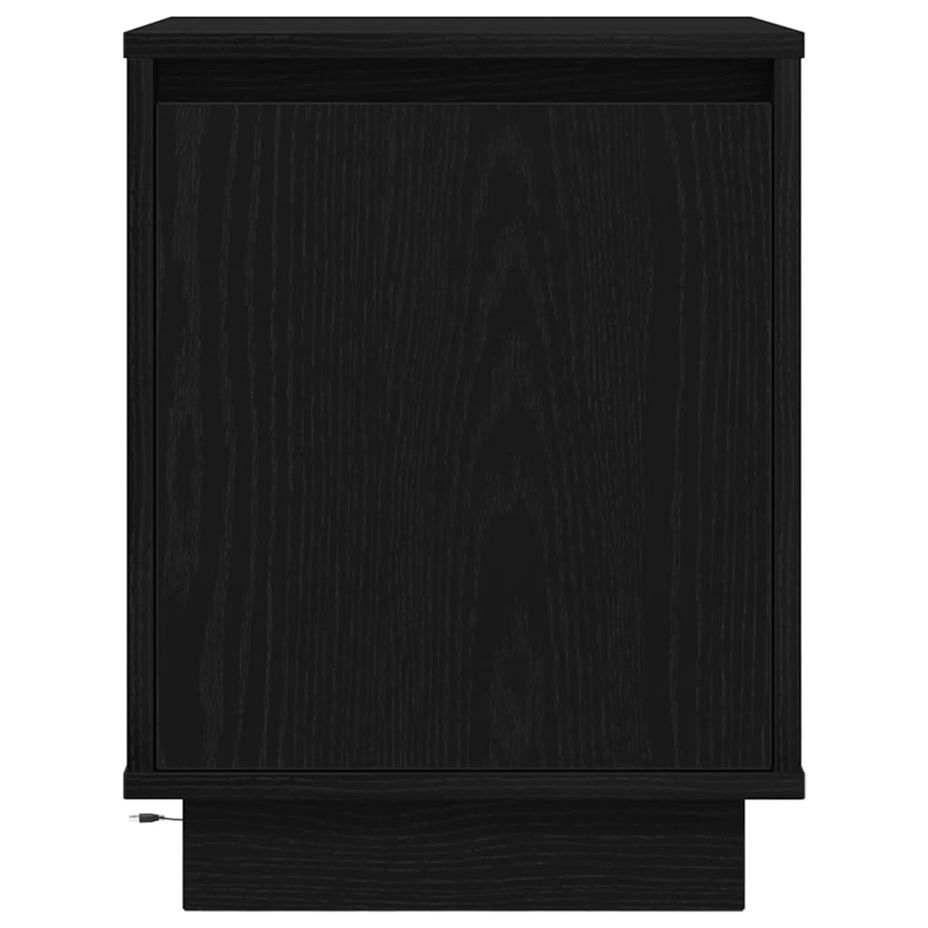 sengeskabe 2 stk. med LED-lys 38x34x50 cm sort