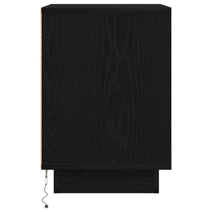 sengeskabe 2 stk. med LED-lys 38x34x50 cm sort
