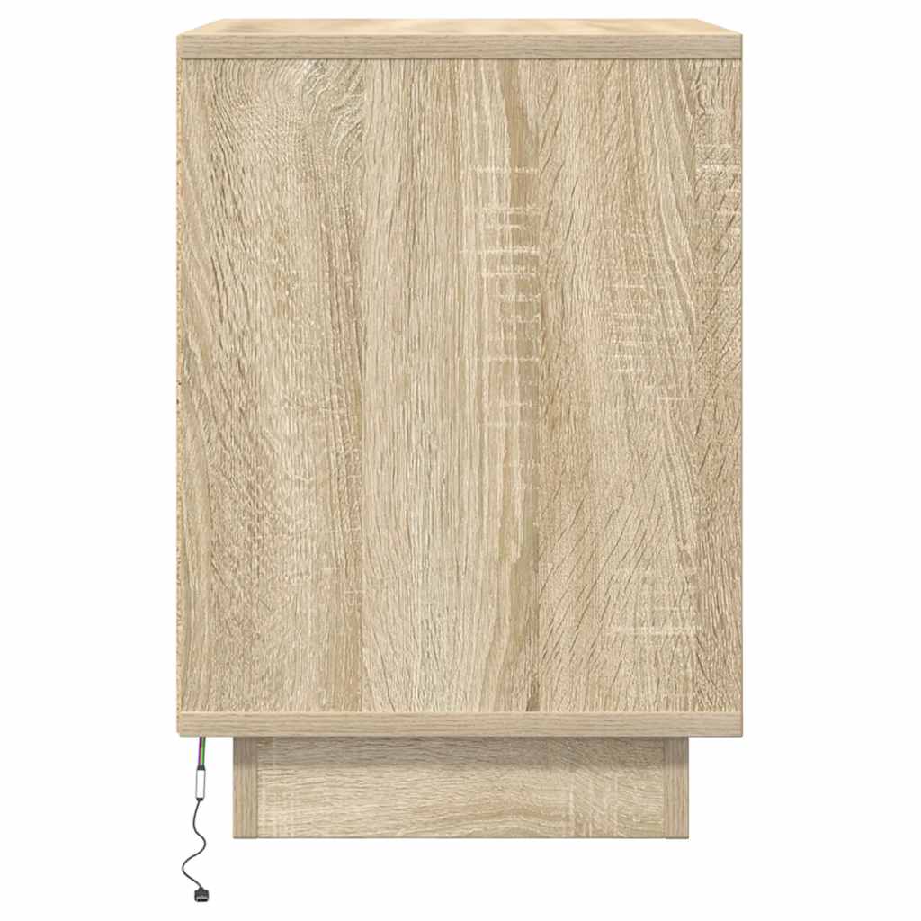 sengeskabe 2 stk. med LED-lys 38x34x50 cm sonoma-eg