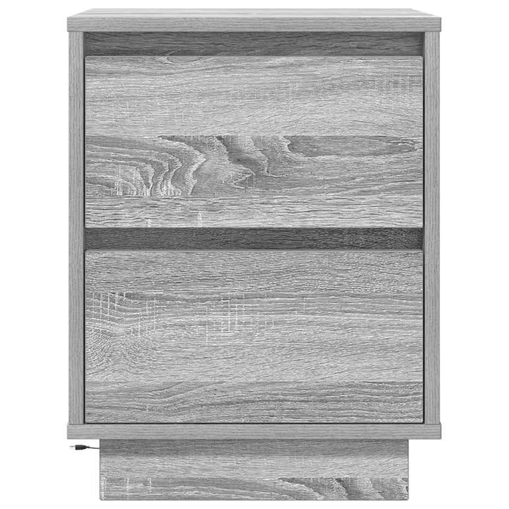 sengeskabe 2 stk. med LED-lys 38x34x50 cm grå sonoma-eg