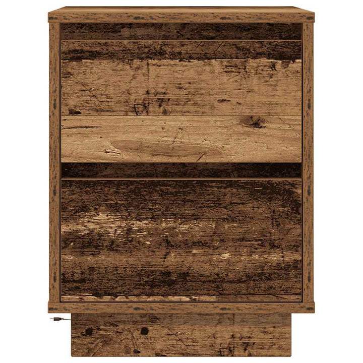 sengeskabe 2 stk. med LED-lys 38x34x50 cm gammelt træ-look