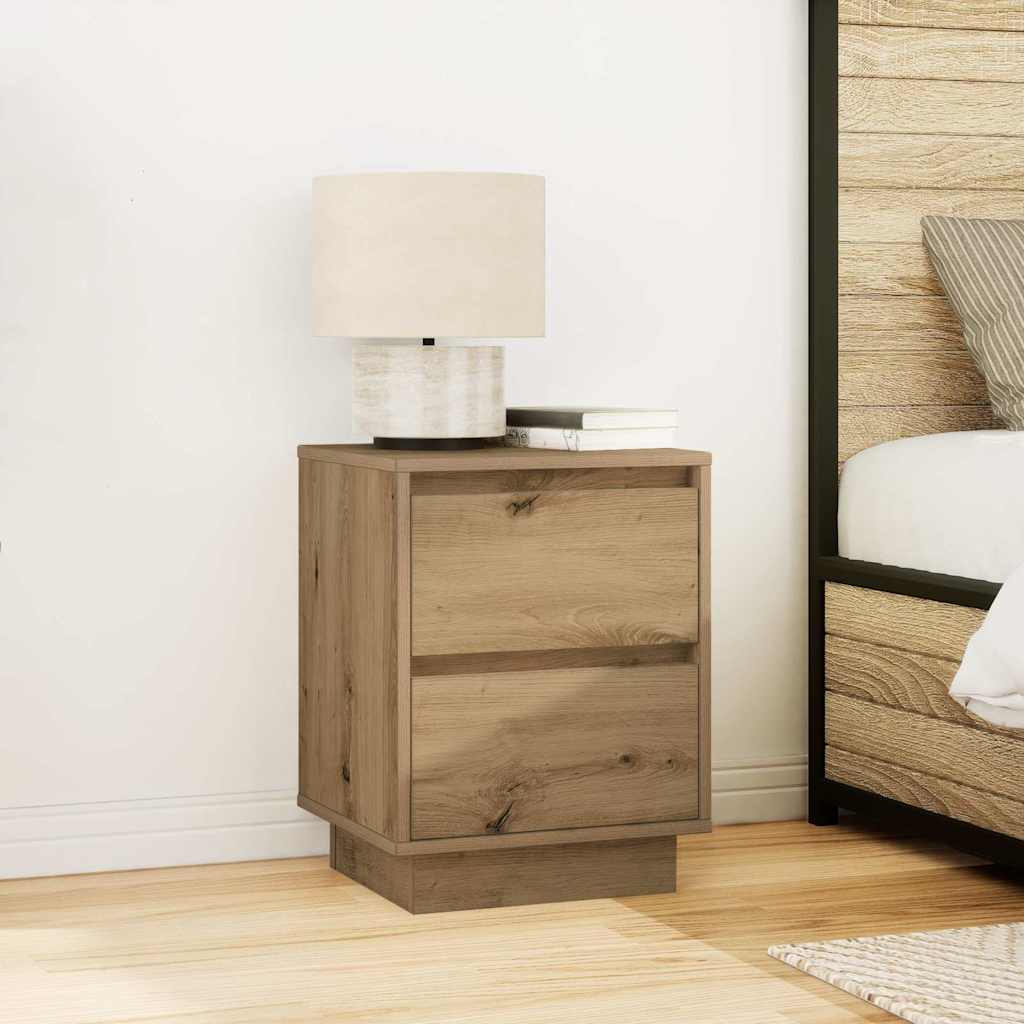 sengeskabe 2 stk. med LED-lys 38x34x50 cm kunsteg
