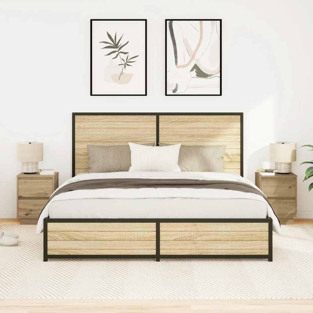 sengeskabe 2 stk. med LED-lys 38x34x50 cm kunsteg