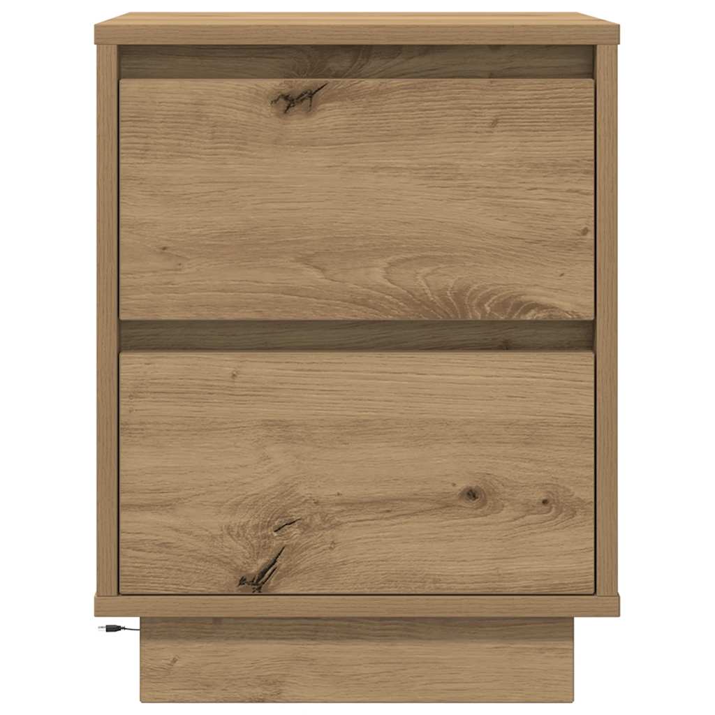 sengeskabe 2 stk. med LED-lys 38x34x50 cm kunsteg