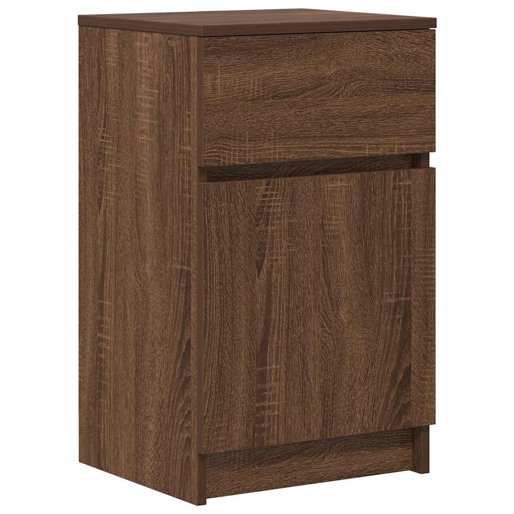 sengeborde 2 stk. 39x35x65 cm konstrueret træ brun egetræsfarve