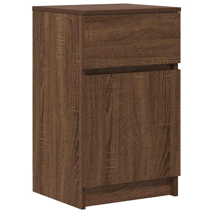 sengeborde 2 stk. 39x35x65 cm konstrueret træ brun egetræsfarve