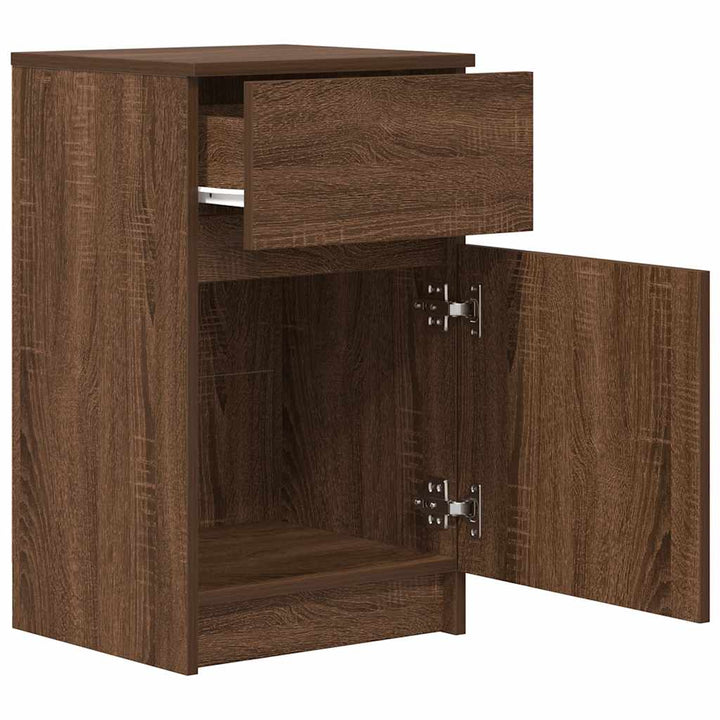 sengeborde 2 stk. 39x35x65 cm konstrueret træ brun egetræsfarve