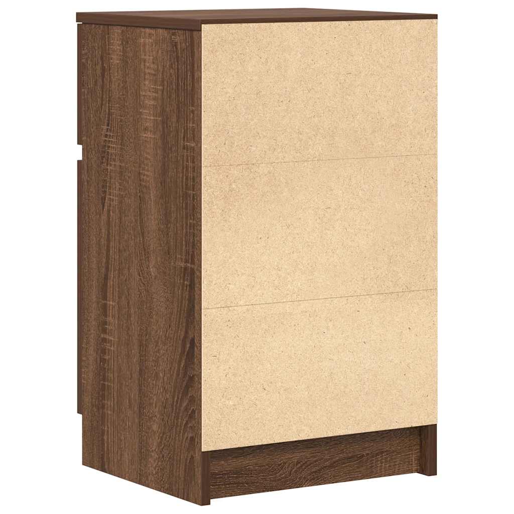 sengeborde 2 stk. 39x35x65 cm konstrueret træ brun egetræsfarve