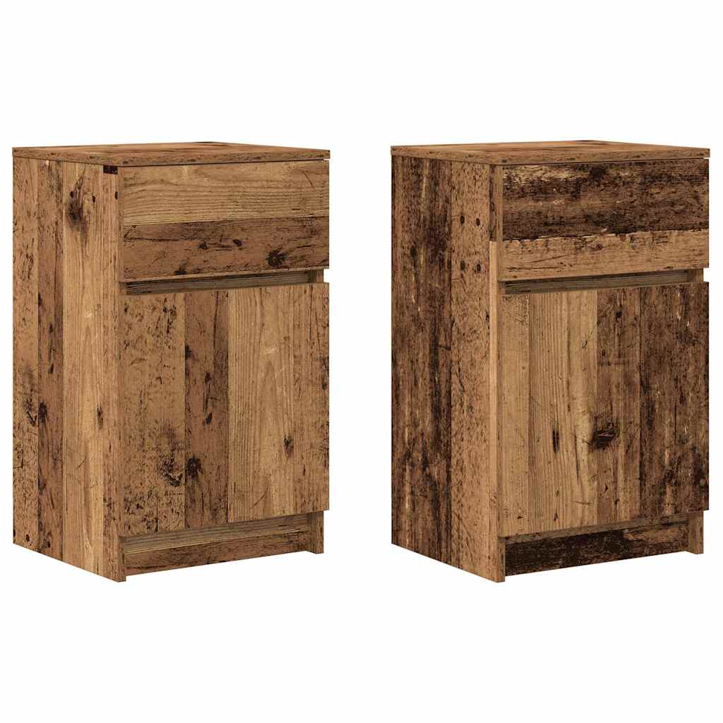 sengeskabe 2 stk. 39x35x65 cm konstrueret træ antikt træ