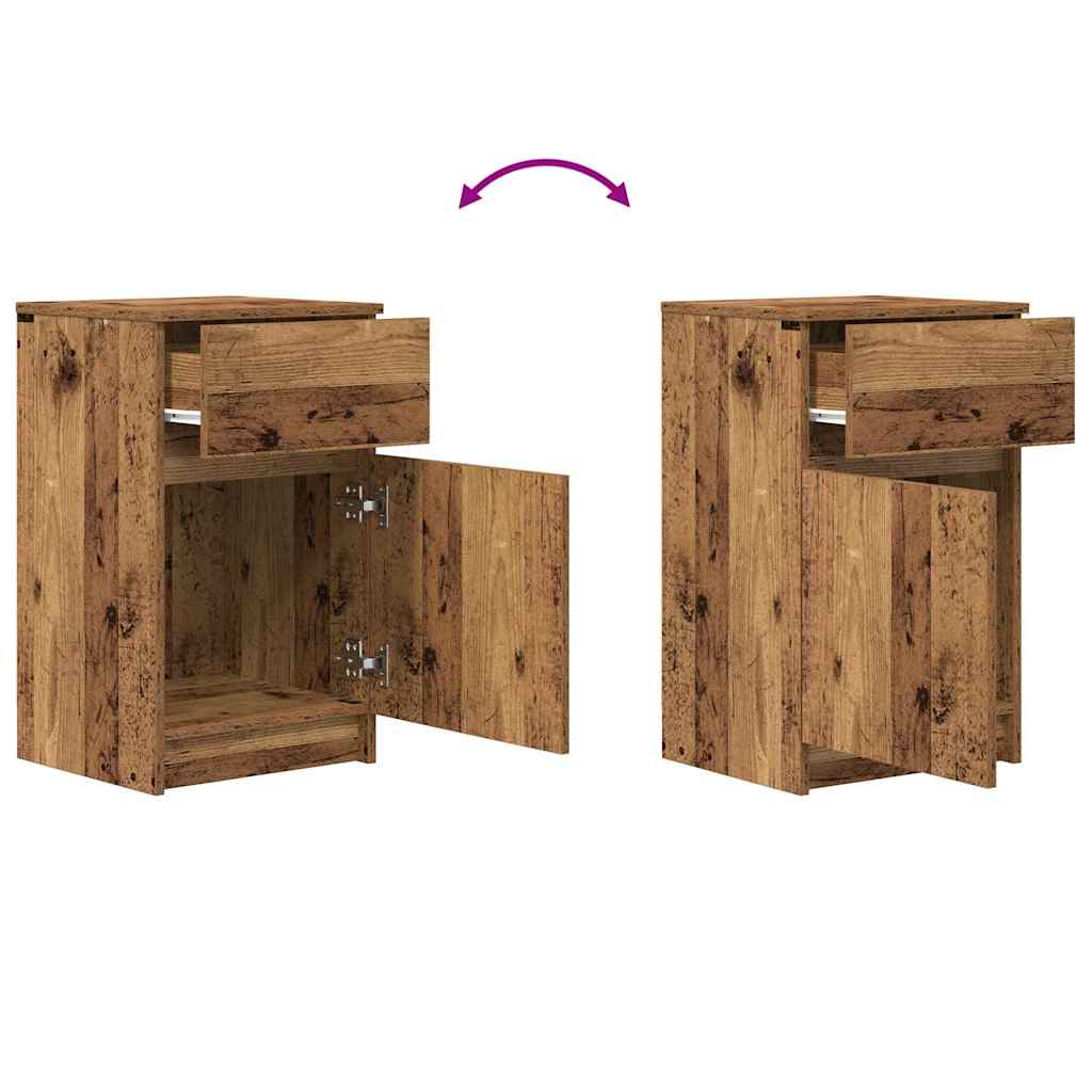 sengeskabe 2 stk. 39x35x65 cm konstrueret træ antikt træ